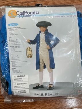 California Costumes Blue Paul Revere Colonial Coat Costume for Kids